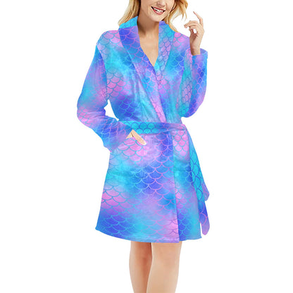 Mermaid Scales Pattern Print Design 04 Women's Fleece Robe