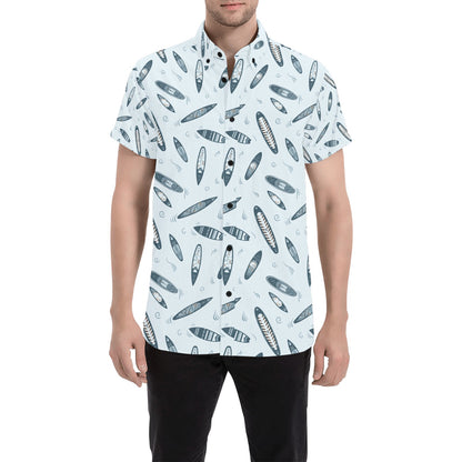 Surfboard Print Design LKS306 Men Short Sleeve Button Up Shirt
