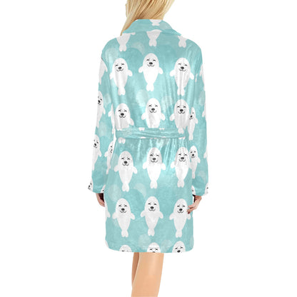 Sea Lion Baby Pattern Print Design 01 Women's Fleece Robe