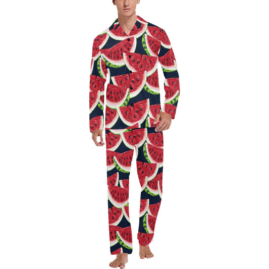 Watermelon Pattern Print Design WM011 Men's Long Pajama Set