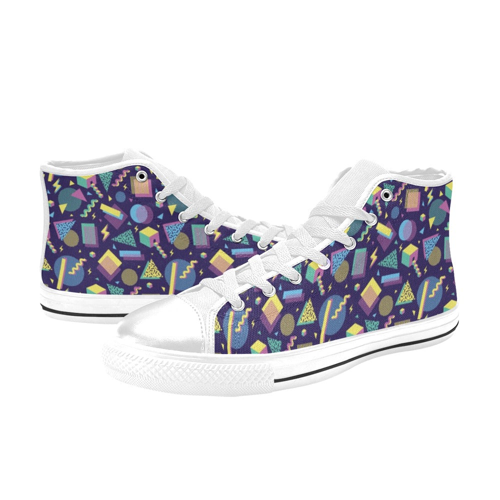 Geometric Print Design LKS401 Men's High Top Canvas Shoes