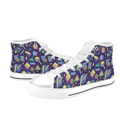 Geometric Print Design LKS401 Men's High Top Canvas Shoes