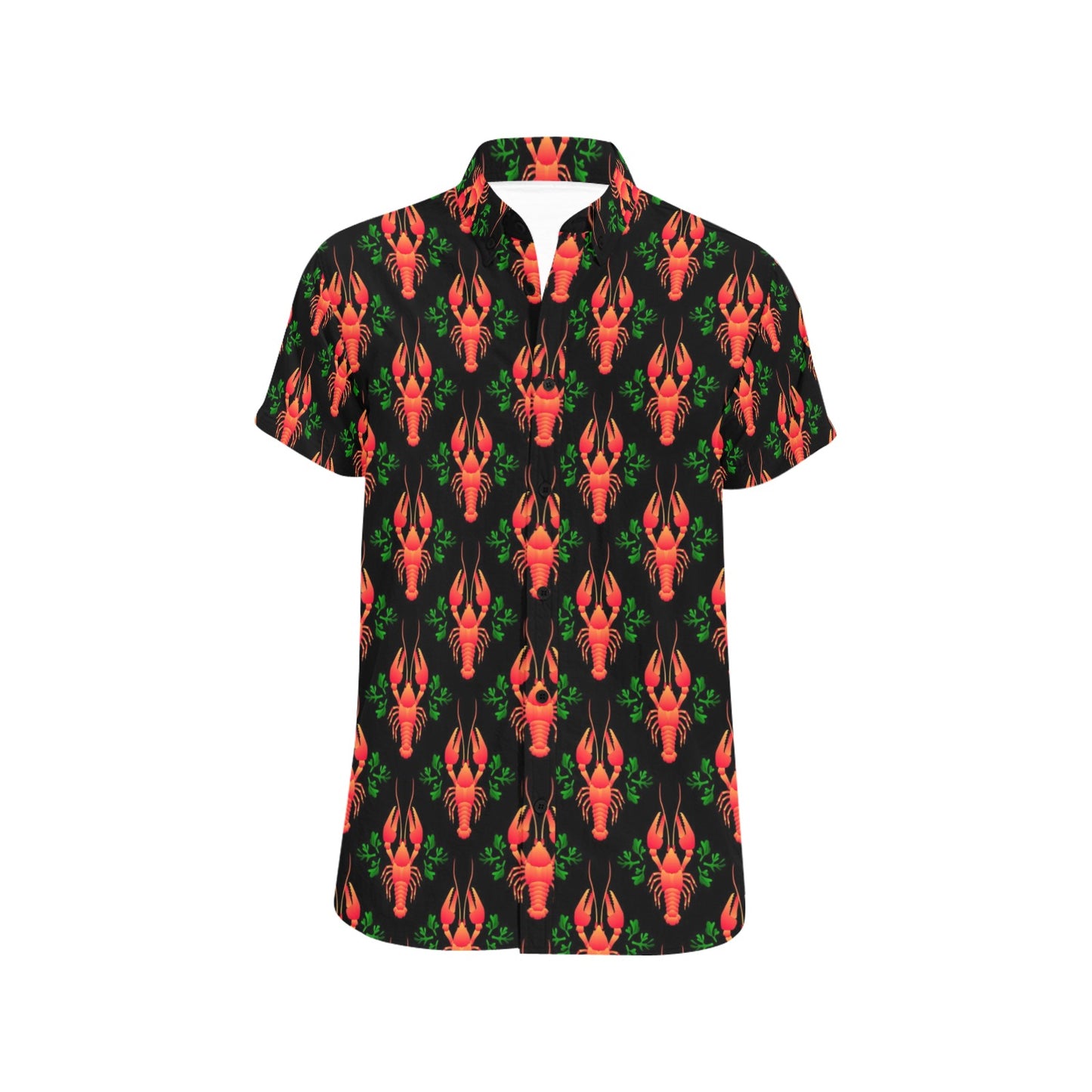 Lobster Print Design LKS403 Men Short Sleeve Button Up Shirt