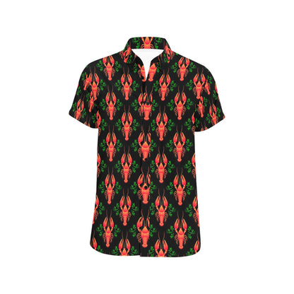Lobster Print Design LKS403 Men Short Sleeve Button Up Shirt