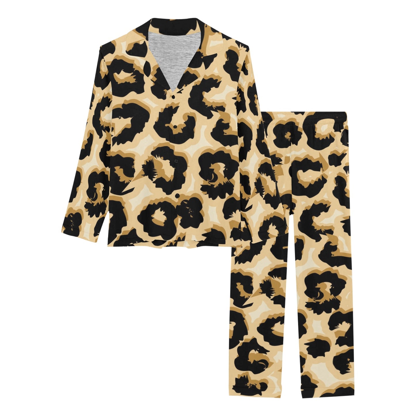 Jaguar Skin Pattern Print Design 02 Women's Long Pajama Set
