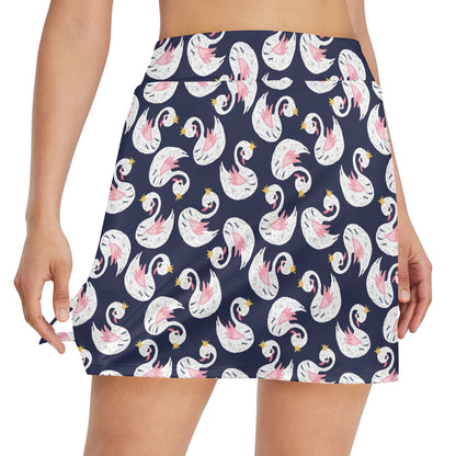 Swan Print Design LKS403 17" Golf & Pickleball Skort with Pockets