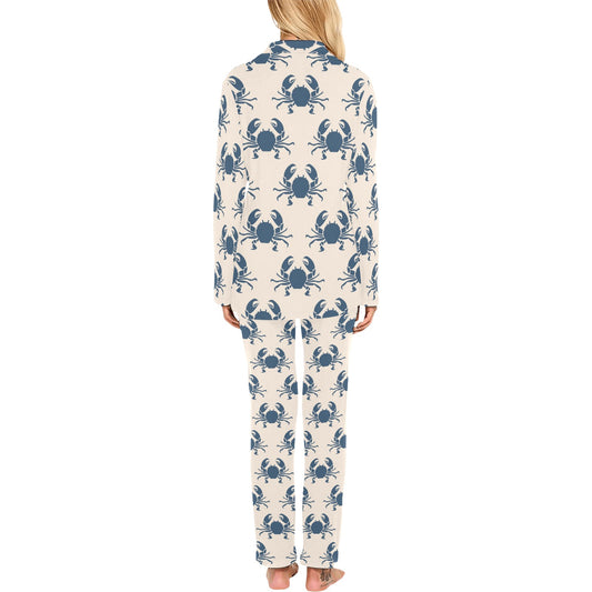 Crab Pattern Print Design 02 Women's Long Pajama Set