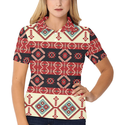 Navajo Pattern Print Design A05 Women's Polo Shirt