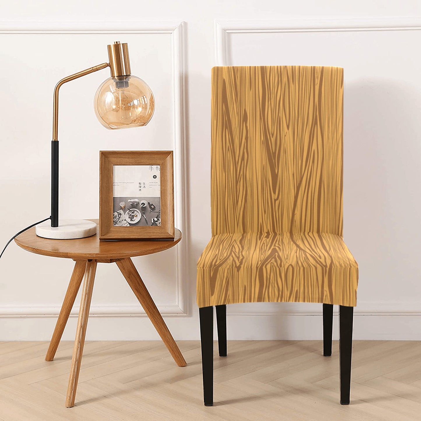 Wood Texture Print Design LKS301 Dining Chair Slipcover