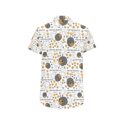 Tibetan Mastiffs Print Design LKS302 Men Short Sleeve Button Up Shirt
