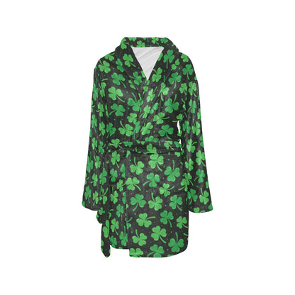 Clover Pattern Print Design 04 Women's Fleece Robe