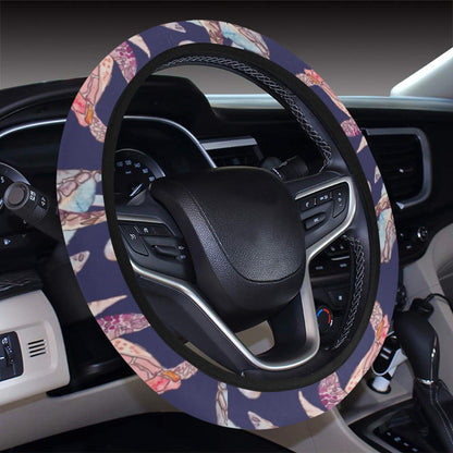 Sea Turtle With Jelly Fish Print Design LKS301 Steering Wheel Cover with Elastic Edge