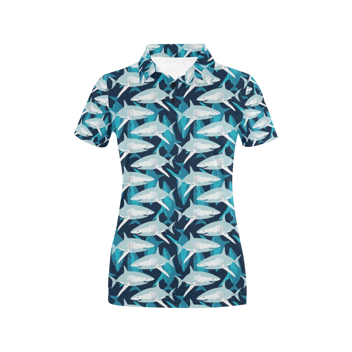 Shark Design Print Women's Polo Shirt