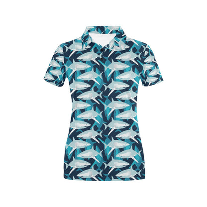 Shark Design Print Women's Polo Shirt