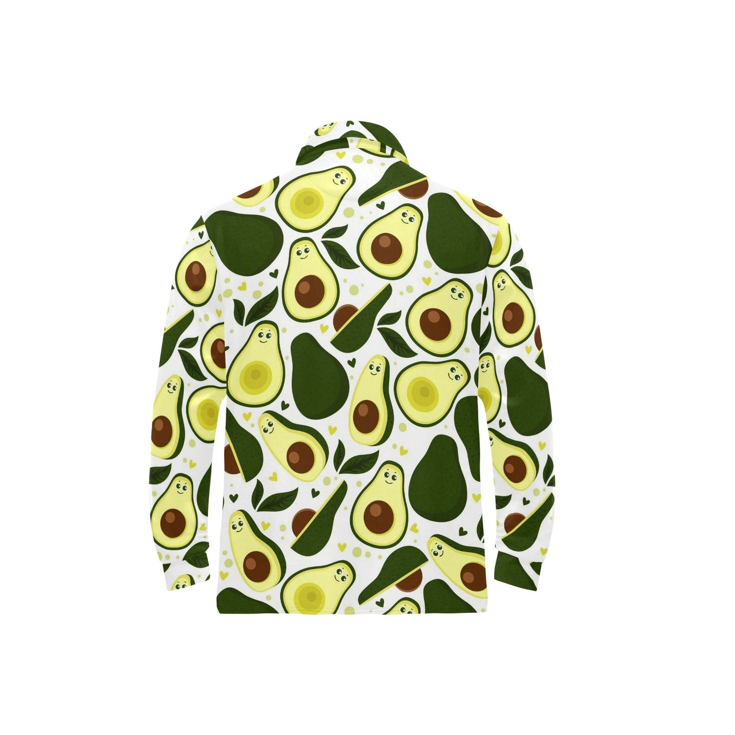 Avocado Pattern Print Design AC06 Long Sleeve Polo Shirt For Men's