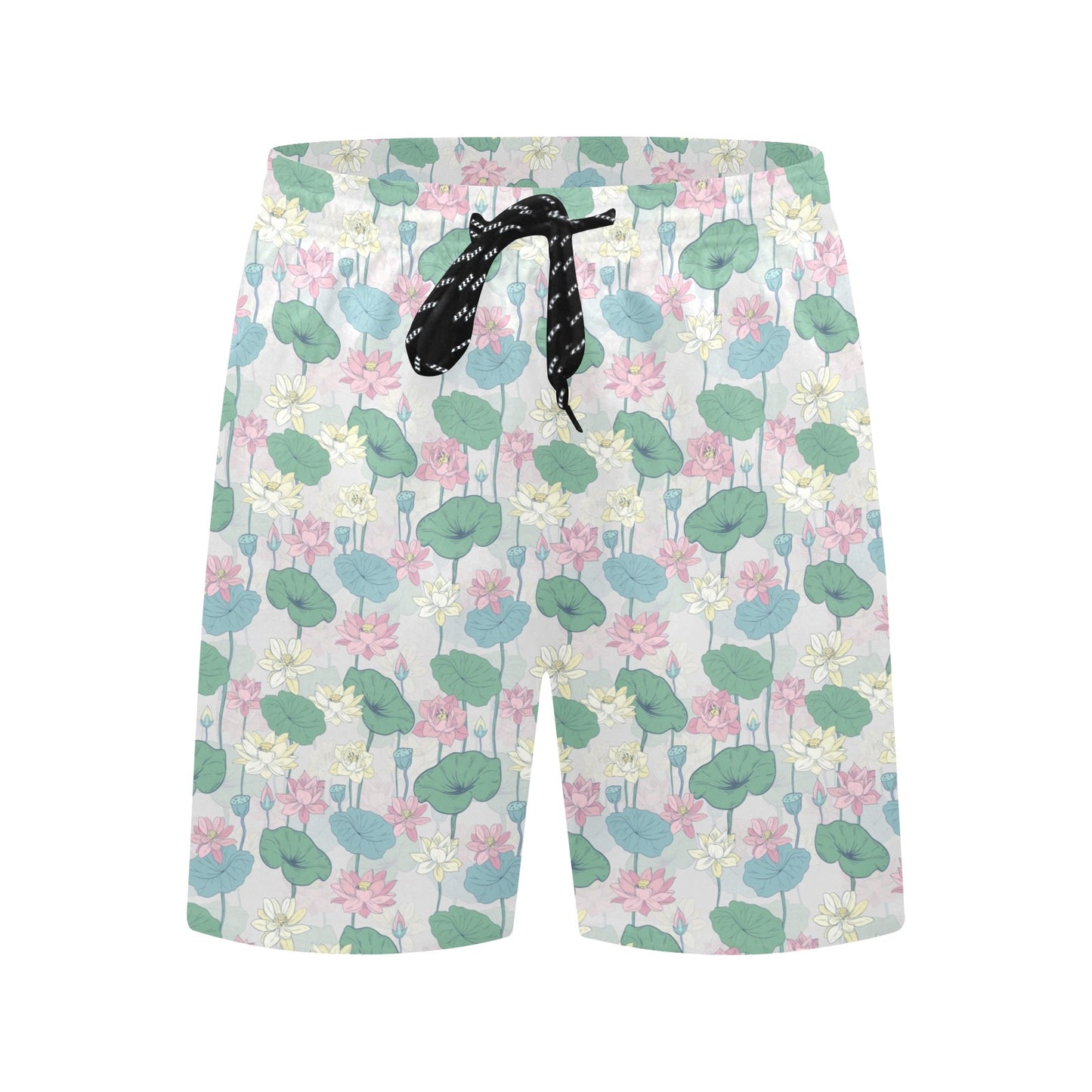 Water Lily Print Design LKS305 Men's Swim Trunks Beach Shorts