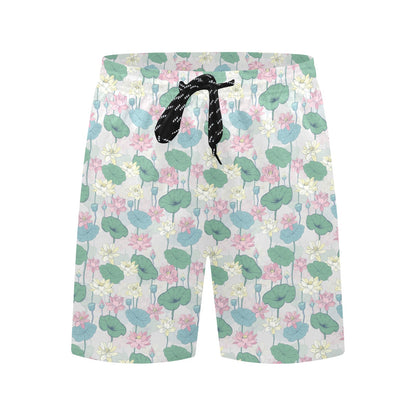 Water Lily Print Design LKS305 Men's Swim Trunks Beach Shorts