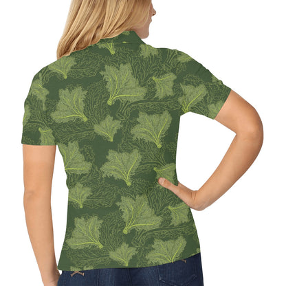 Kale Pattern Print Design 01 Women's Polo Shirt