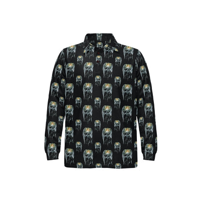 Angel with Wings Cute Design Print Long Sleeve Polo Shirt For Men's