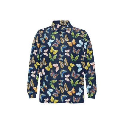 Butterfly Beautiful Print Pattern Long Sleeve Polo Shirt For Men's