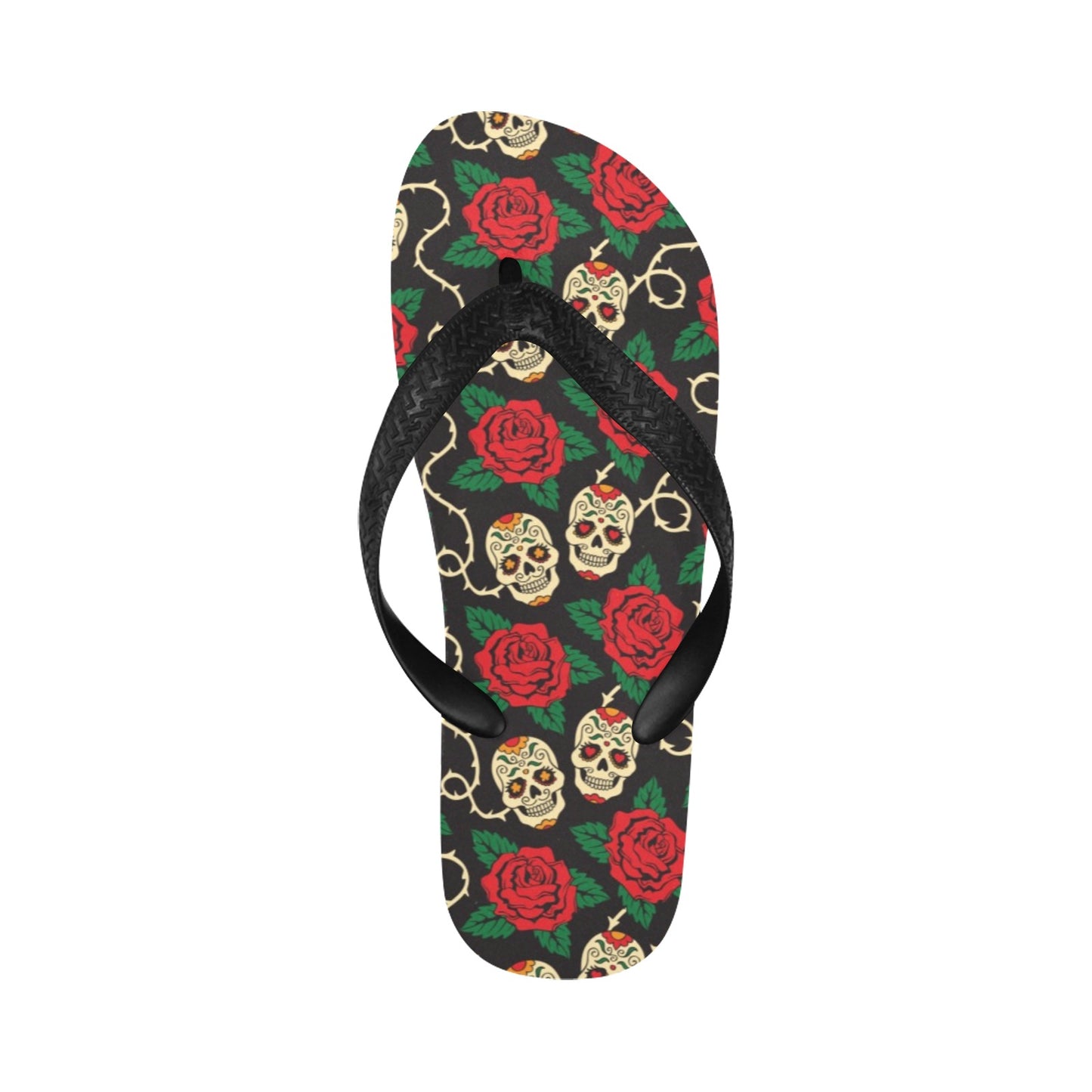 Sugar Skull Red Rose Print Design LKS301 Flip Flops