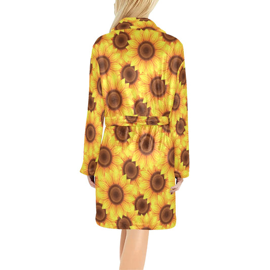 Sunflower Pattern Print Design SF07 Women's Fleece Robe