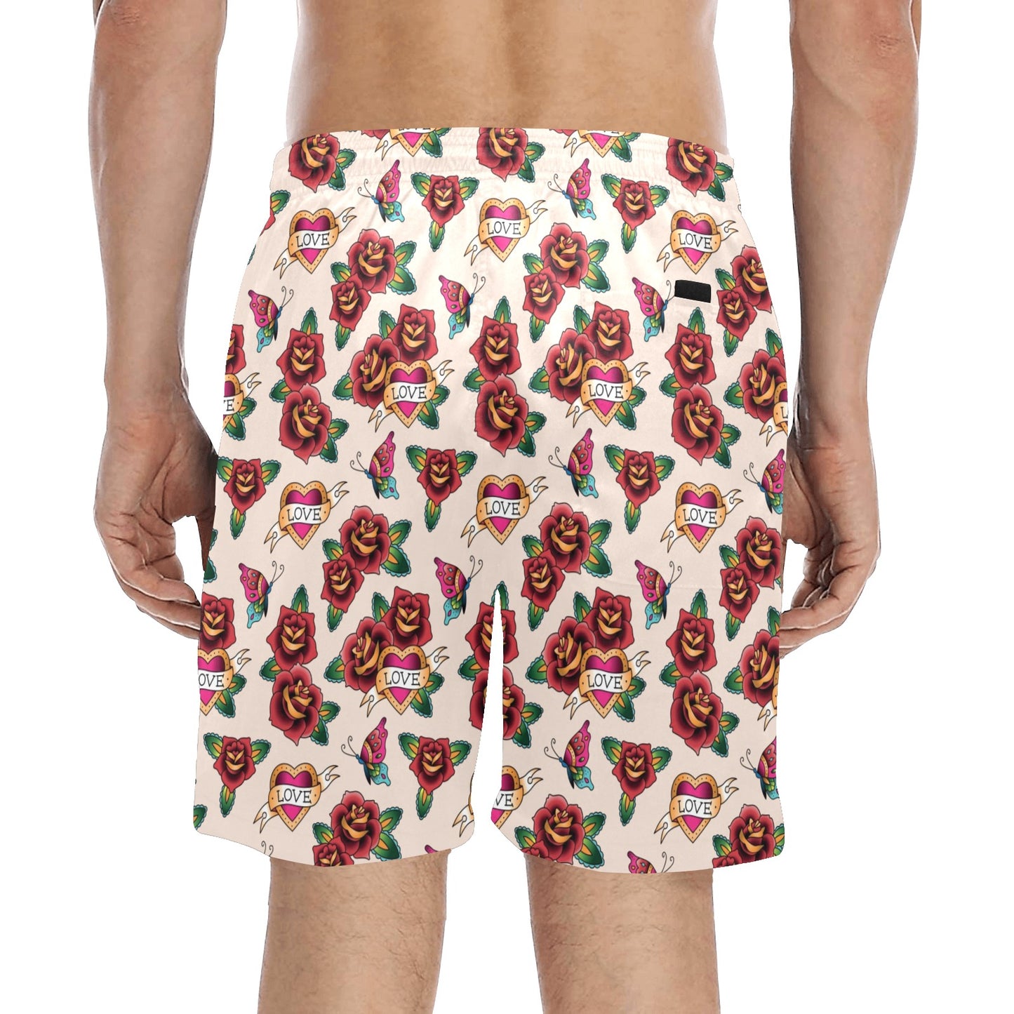 Tattoo Rose Print Design LKS302 Men's Swim Trunks Beach Shorts