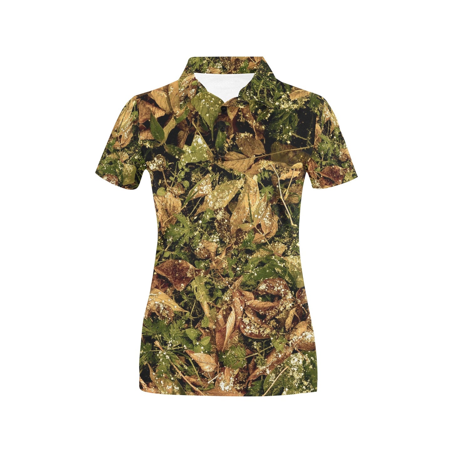 Camo Realistic Tree Forest Texture Print Women's Polo Shirt