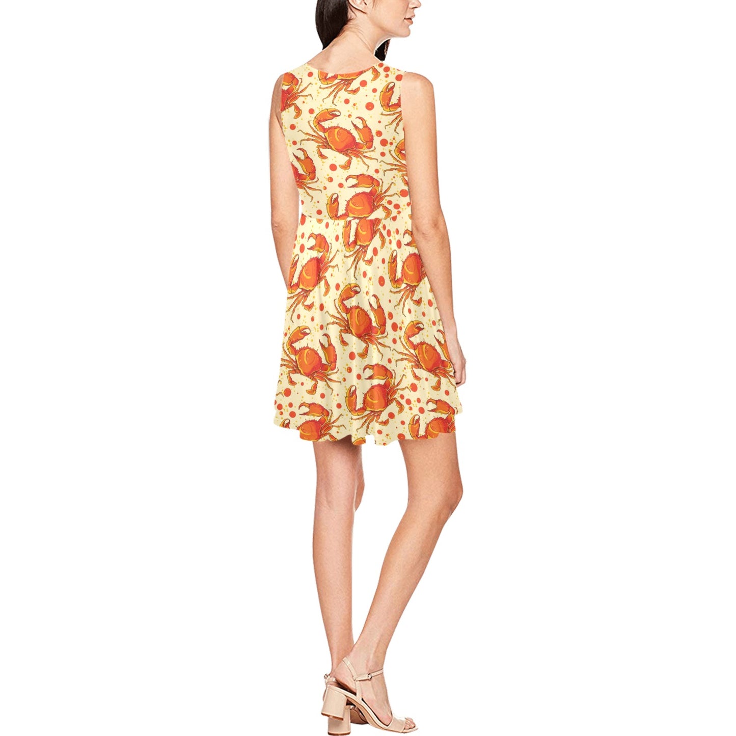 Crab Pattern Print Design 01 Sleeveless Dress