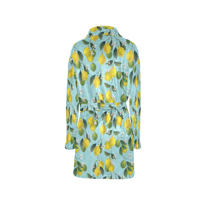 Lemon Pattern Print Design LM05 Women's Fleece Robe