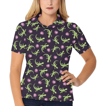 lizard Print Design LKS402 Women's Polo Shirt