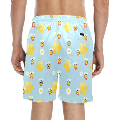 Bee Cute Print Design LKS304 Men's Swim Trunks Beach Shorts