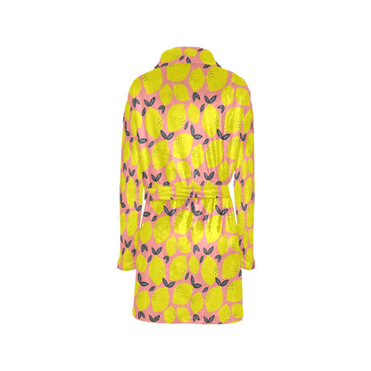Lemon Pattern Print Design LM03 Women's Fleece Robe