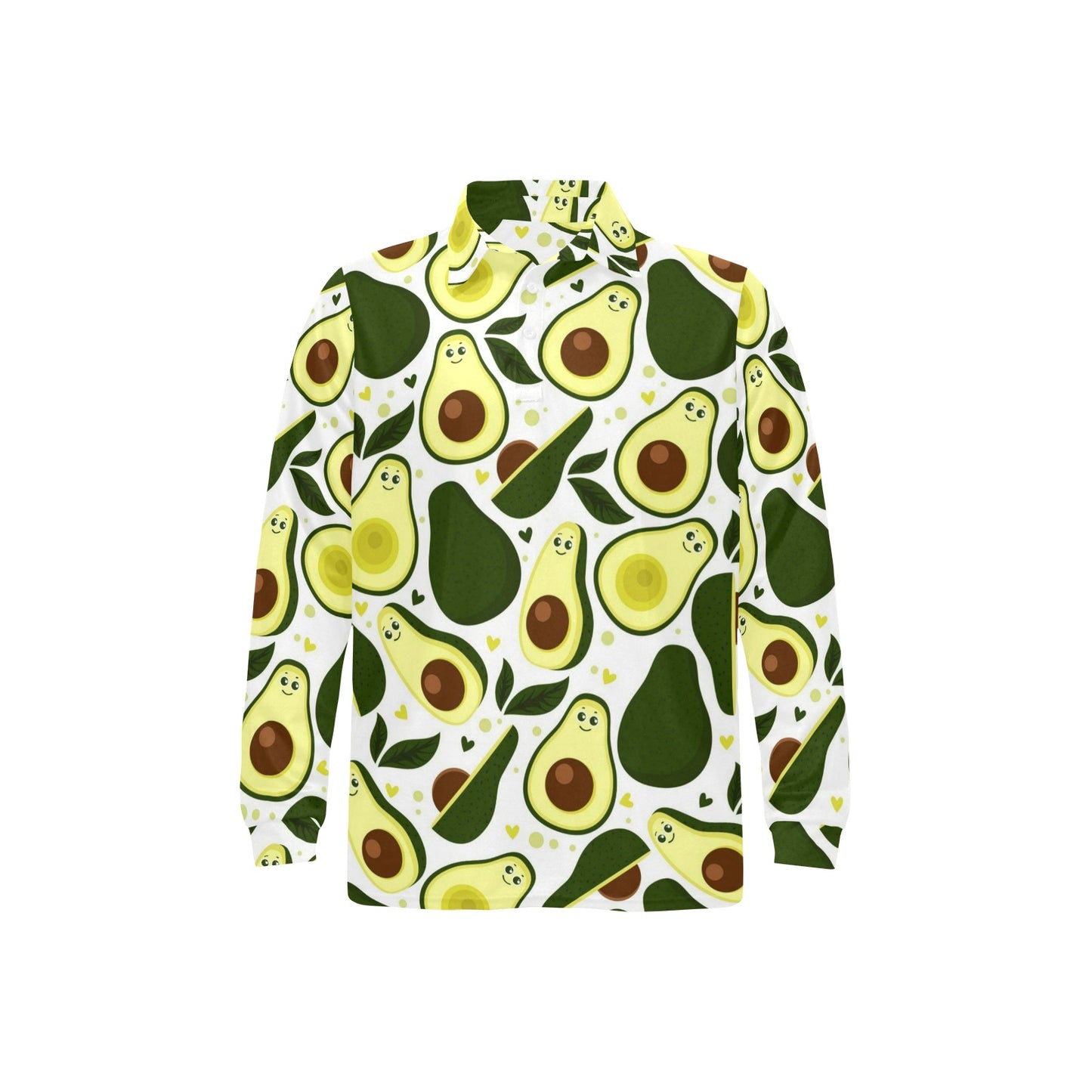 Avocado Pattern Print Design AC06 Long Sleeve Polo Shirt For Men's