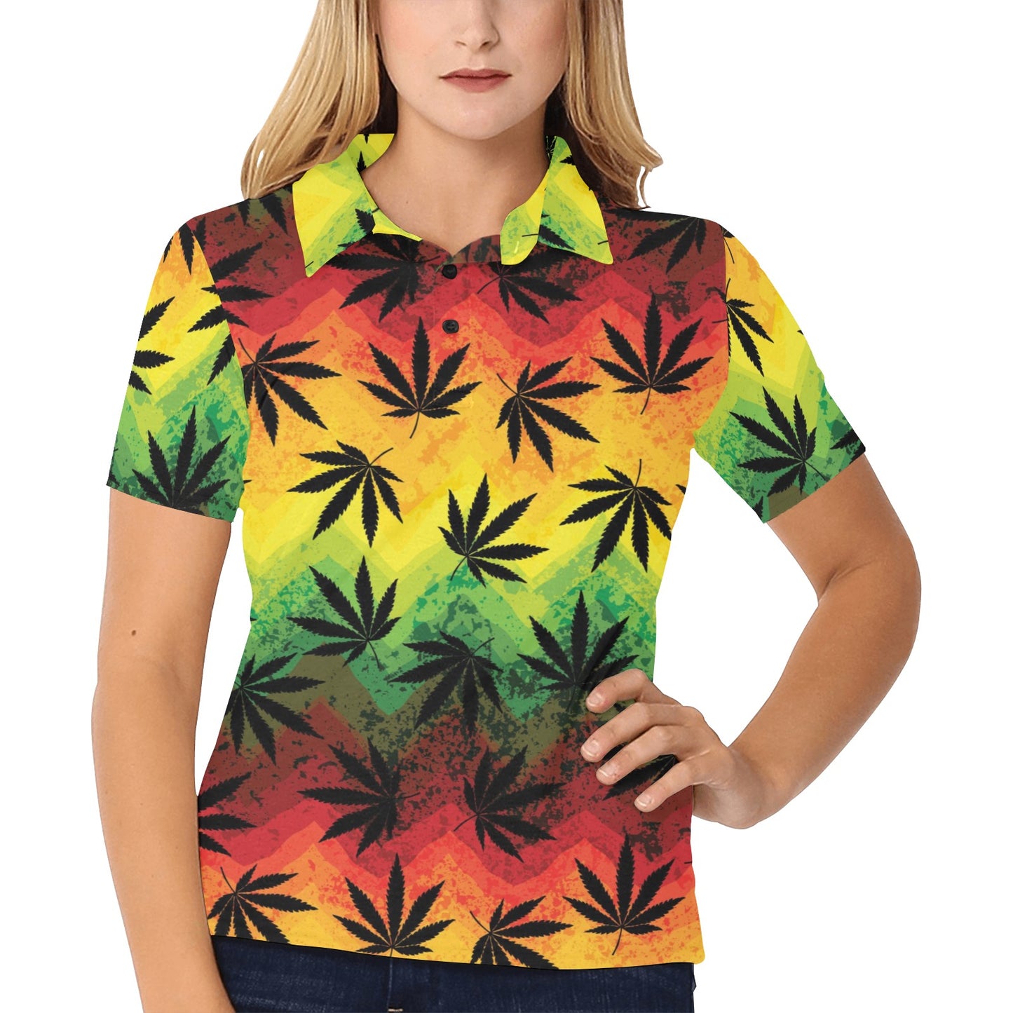 Rasta Pattern Print Design A02 Women's Polo Shirt