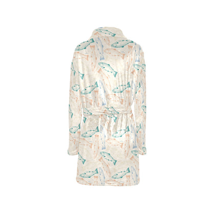 Salmon Fish Print Design LKS305 Women's Fleece Robe
