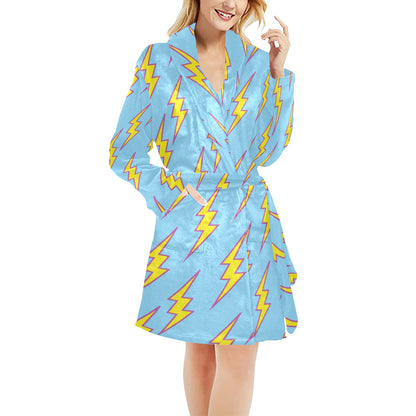 Lightning Thunder Pattern Print Design 02 Women's Fleece Robe
