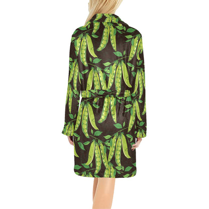 Peas Pattern Print Design A03 Women's Fleece Robe