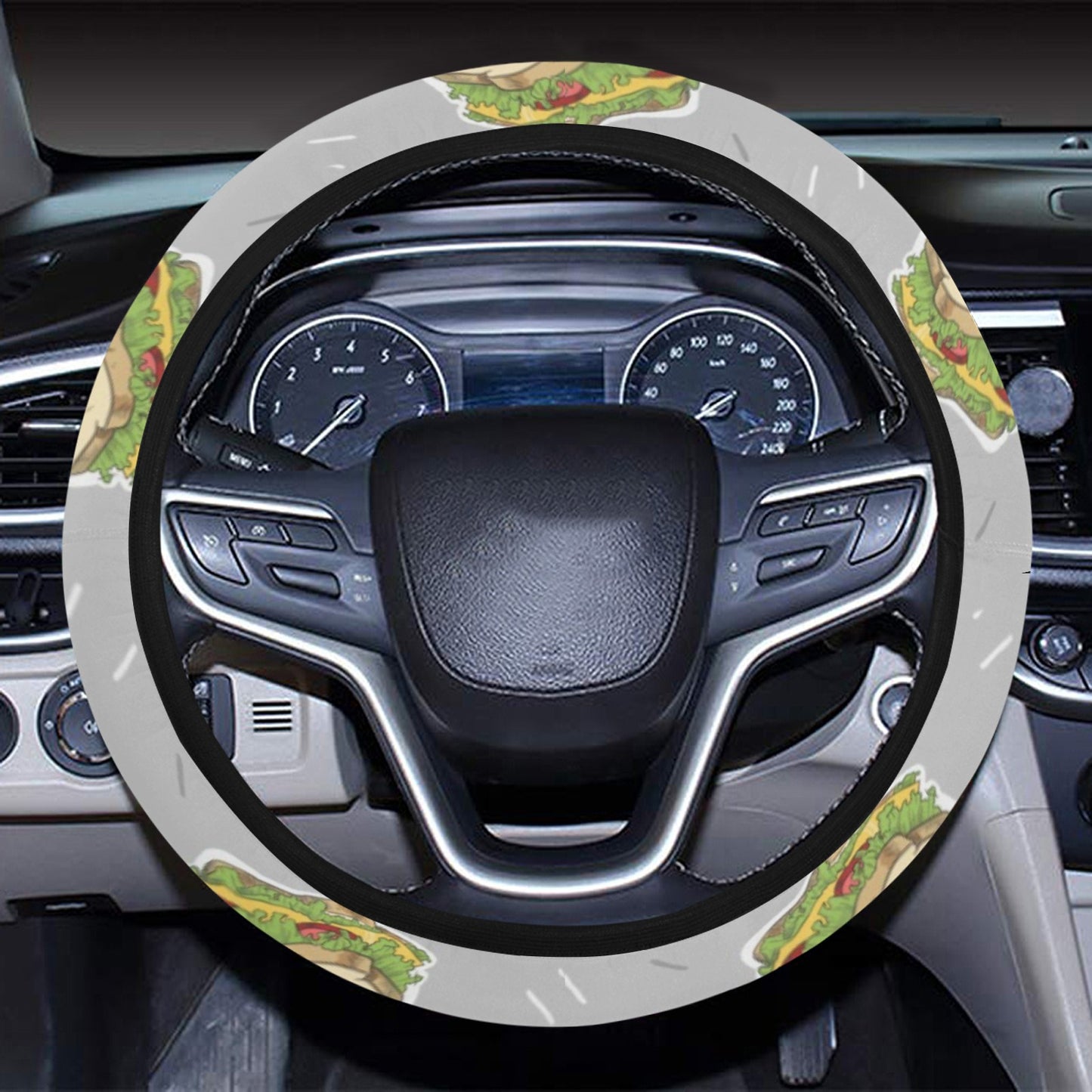 Sandwich Print Design LKS304 Steering Wheel Cover with Elastic Edge