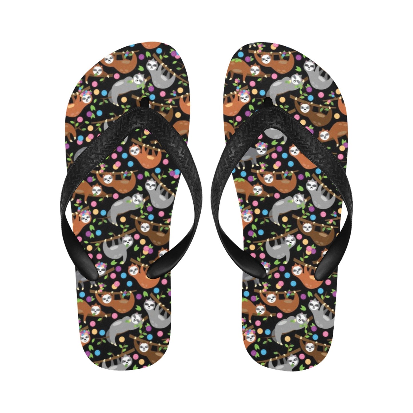 Sloth Print Design LKS306 Flip Flops