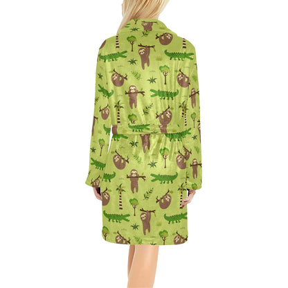Alligator Pattern Print Design 04 Women's Fleece Robe