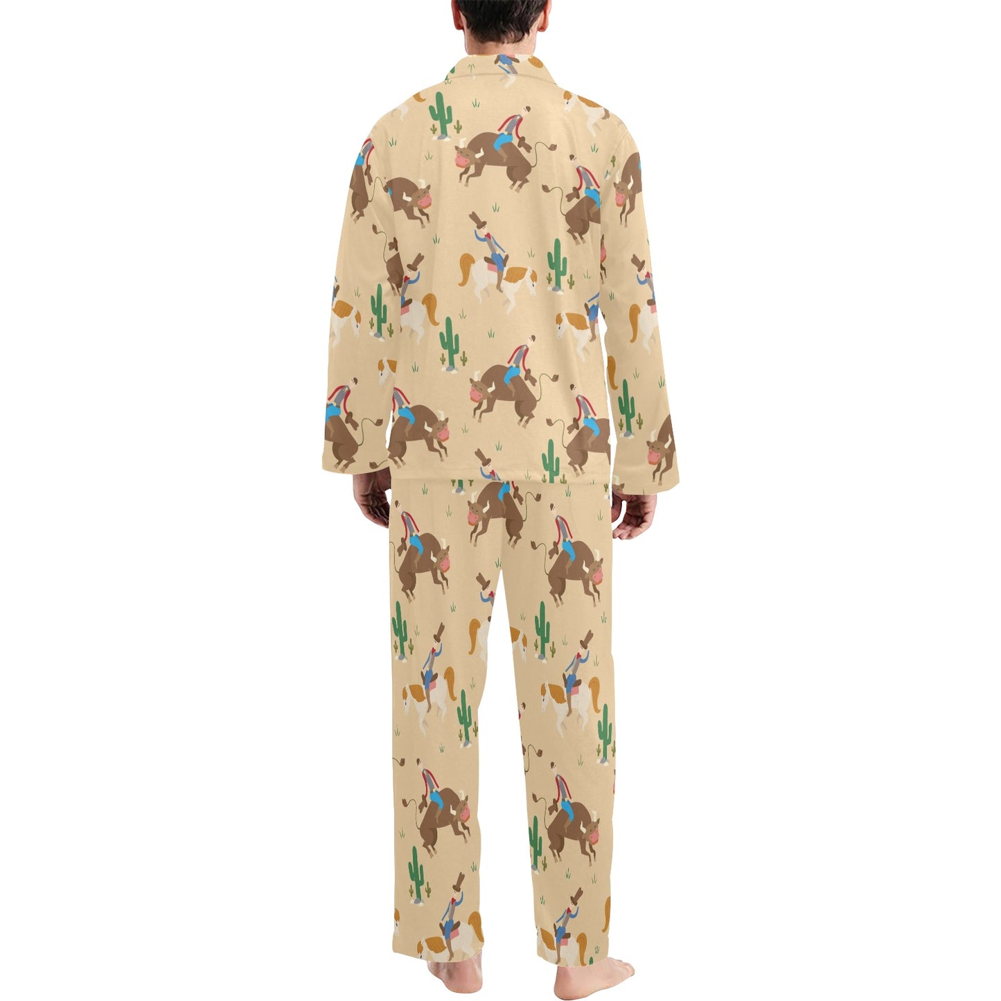 Rodeo Pattern Print Design A02 Men's Long Pajama Set