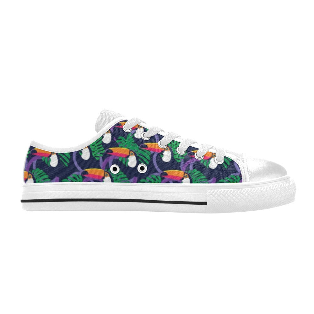 Toucan Print Design LKS302 Women's White Low Top Shoes