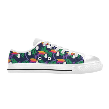 Toucan Print Design LKS302 Women's White Low Top Shoes