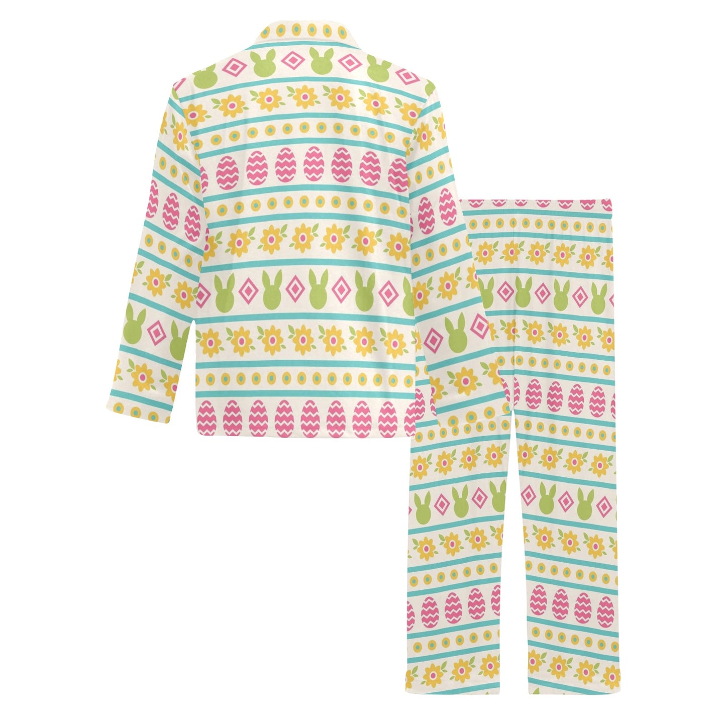 Easter Eggs Pattern Print Design RB016 Men's Long Pajama Set