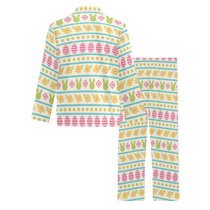 Easter Eggs Pattern Print Design RB016 Men's Long Pajama Set
