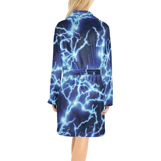 Lightning Thunder Pattern Print Design 04 Women's Fleece Robe