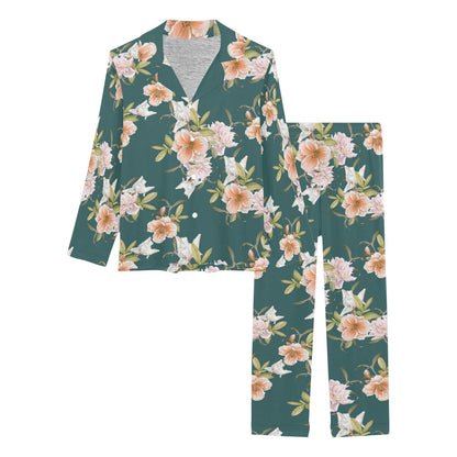 Iris Pattern Print Design IR01 Women's Long Pajama Set