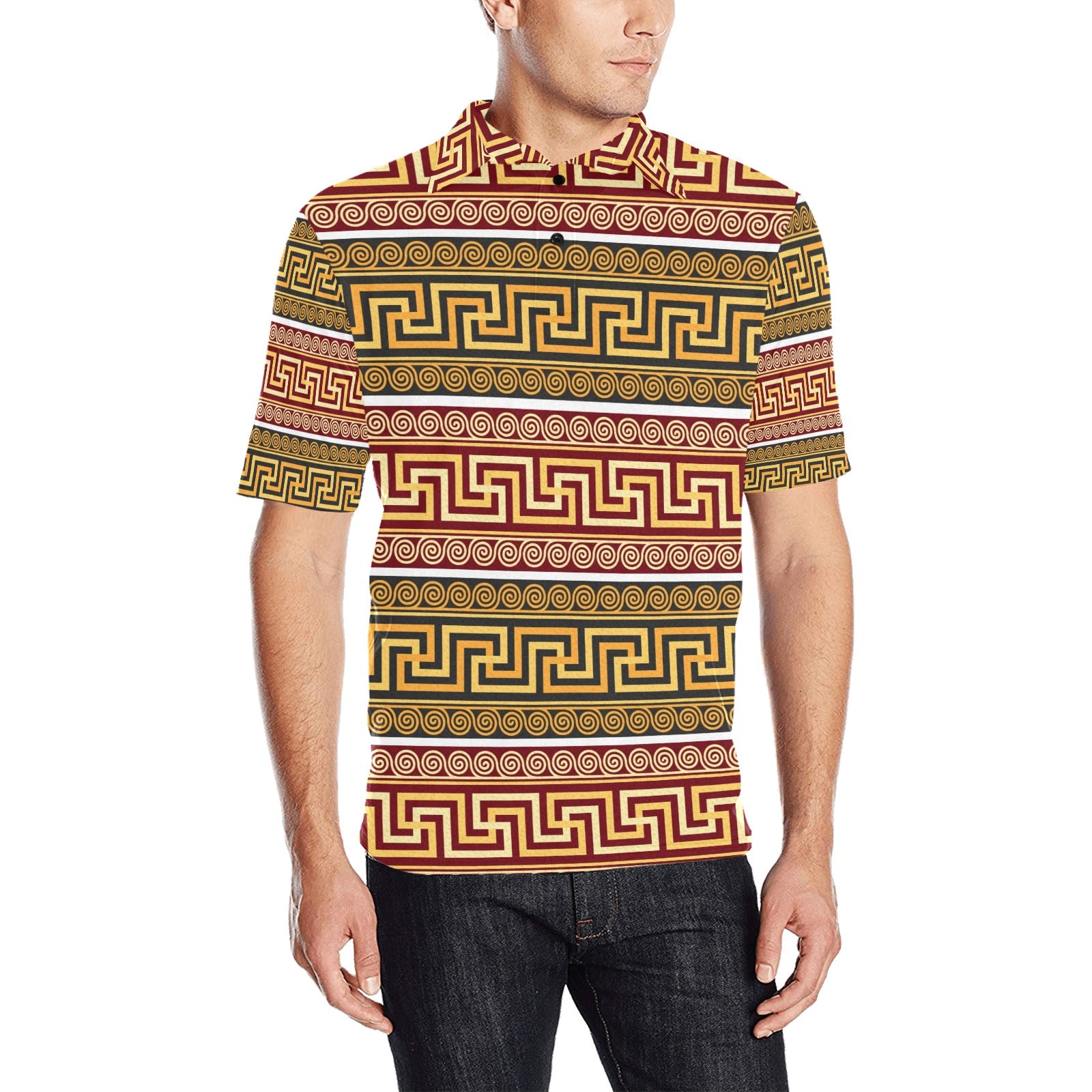 Ancient Greek Pattern Print Design LKS302 Men Polo Shirt