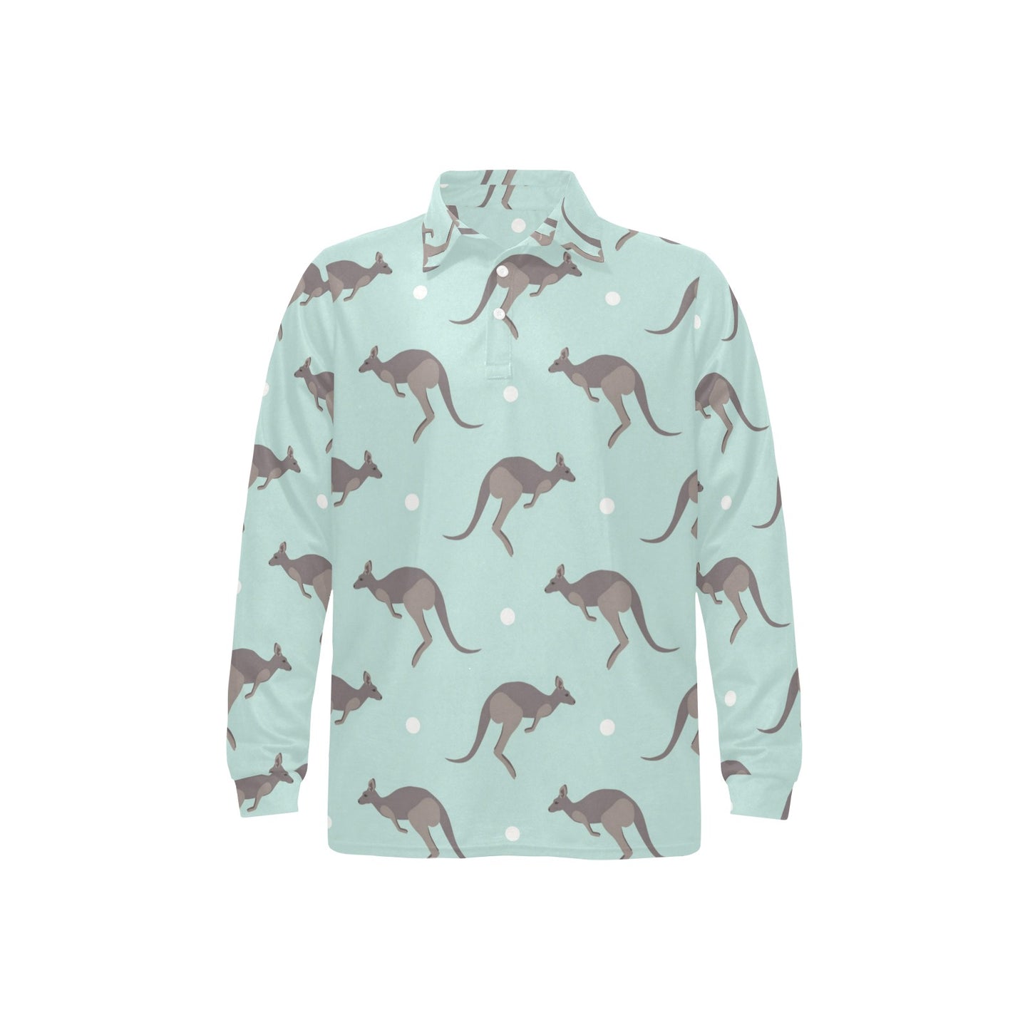Kangaroos Pattern Print Design 04 Long Sleeve Polo Shirt For Men's